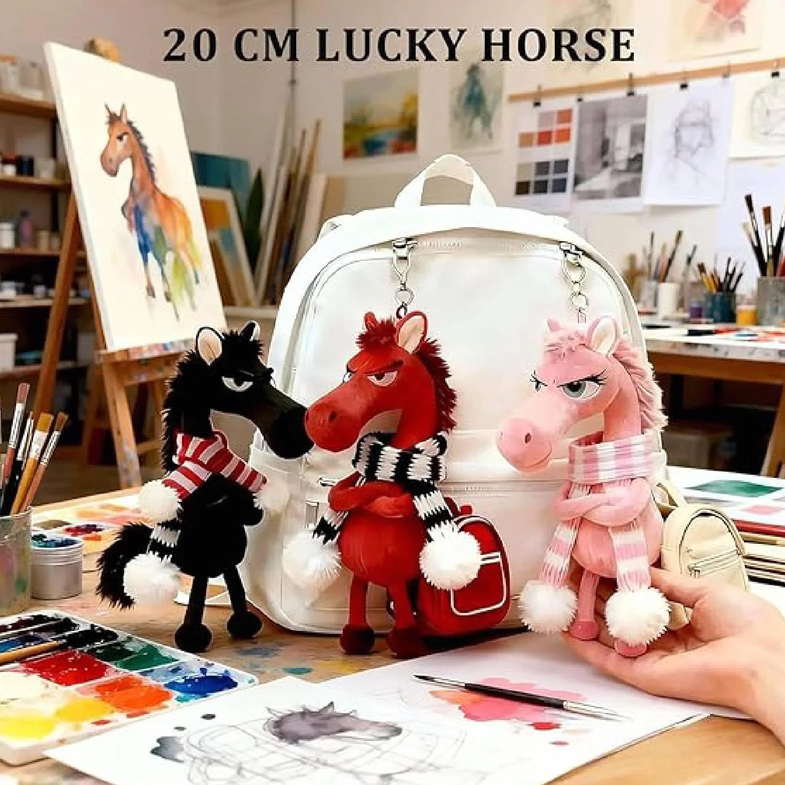 Year of the Horse Lucky Maskotka 2026, Lucky Plush Horse Guardians, prezent na szczęście, symbol siły, odwagi i równowagi (3 szt.-D)