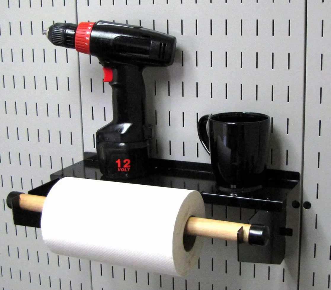 Wall Control Uchwyt na ręcznik papierowy i pręt kołkowy, do deski rozdzielczej Wall Control Pegboard i deski narzędziowej, czarny