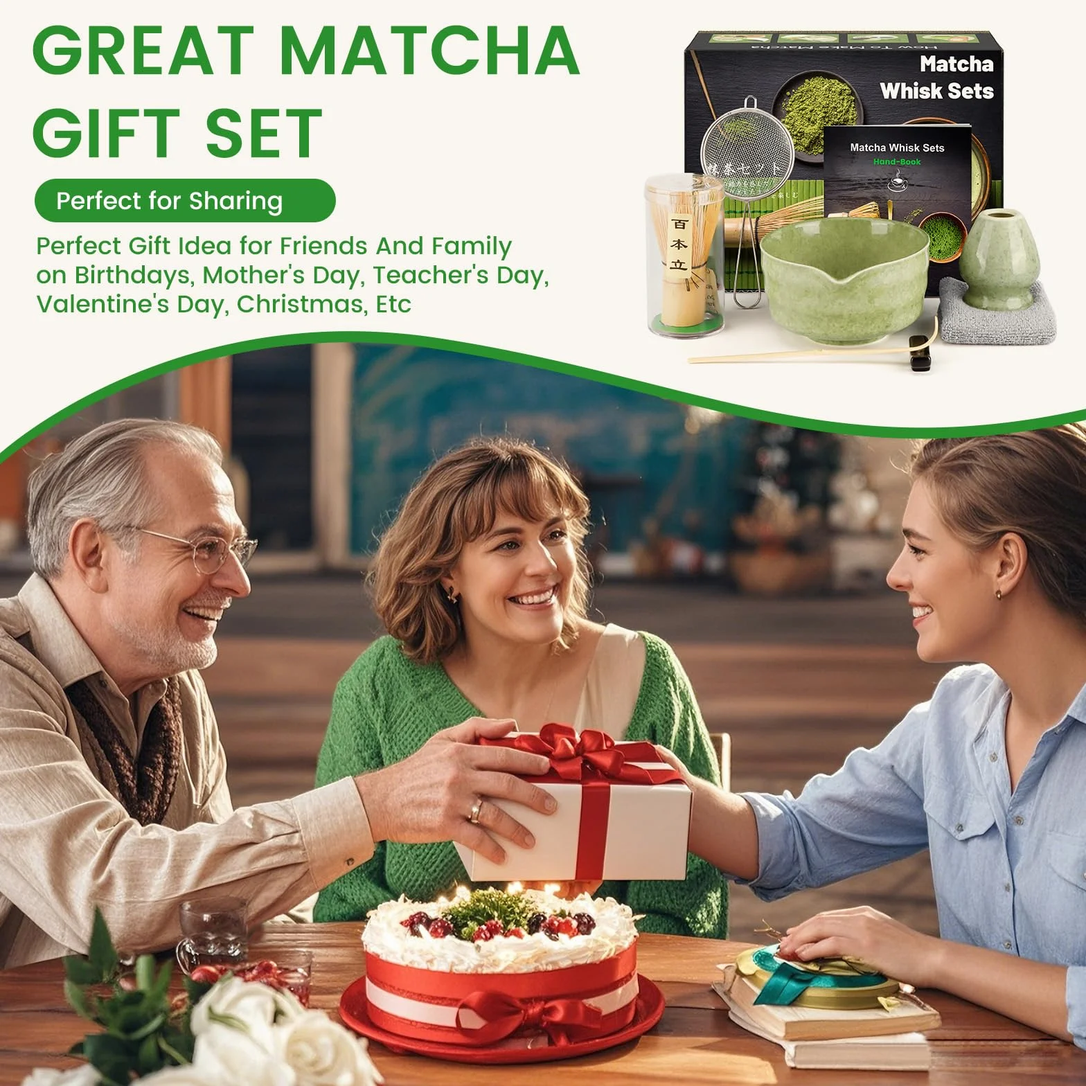 7-częściowy zestaw Matcha, mieszadło z bambusowe, miseczka, naturalna bambusowa szpatułka, sitko, ściereczka, łyżeczka, podstawka pod łyżeczkę, tradycyjna japońska ceremony herbata najlepszy prezent