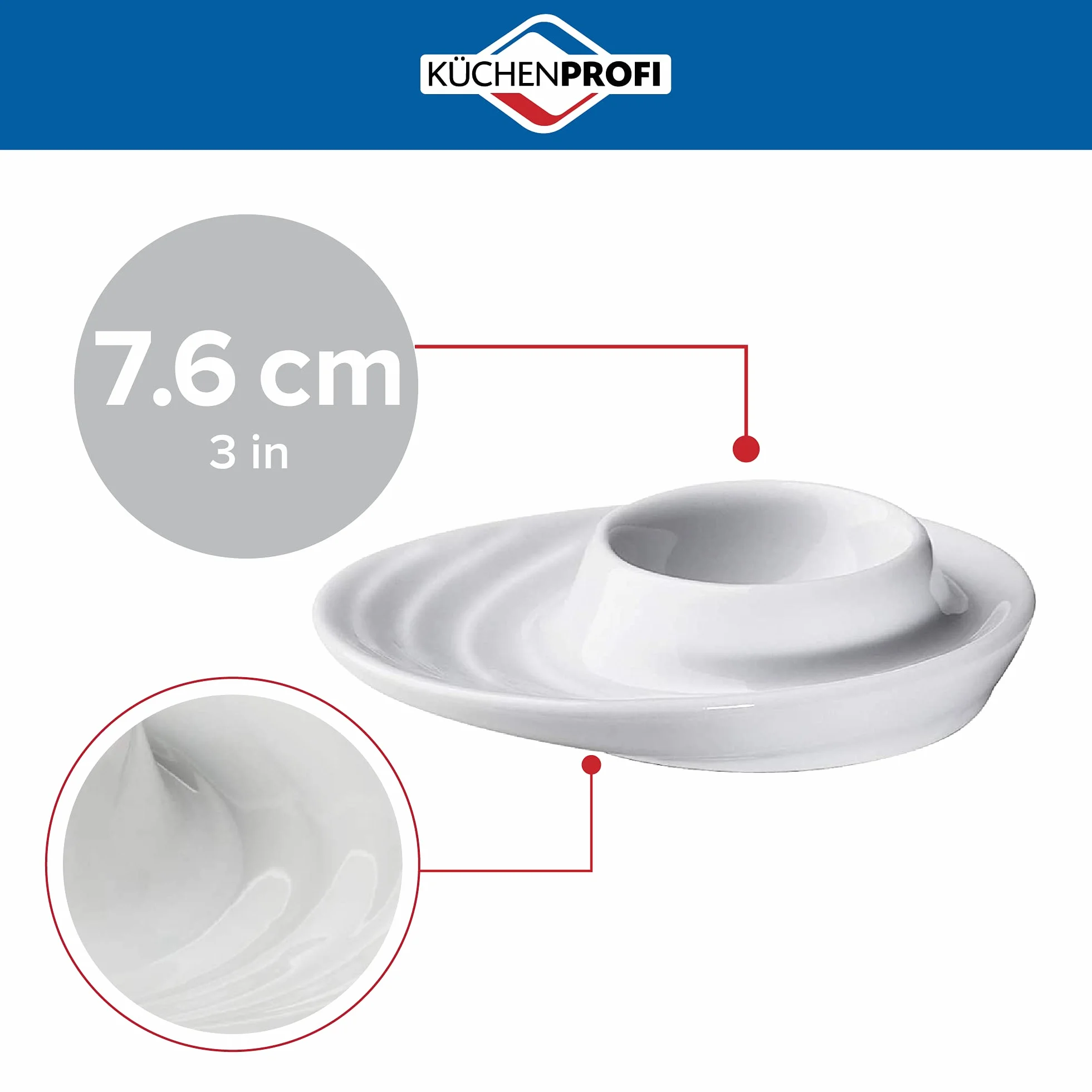 Kuchenprofi 0750828202 kubki do jajek, zestaw 2 szt. z twardej porcelany, białe, 8,5 cm na 10 cm