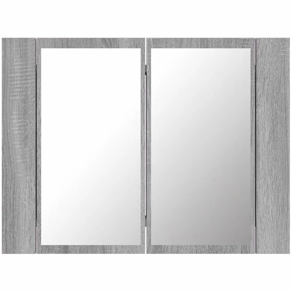 vidaXL Szafka łazienkowa z lustrem, szary dąb sonoma, 60x12x45 cm, szafka z LED, szafka LED, szafka z podświetleniem, szafki z LED, szafki LED