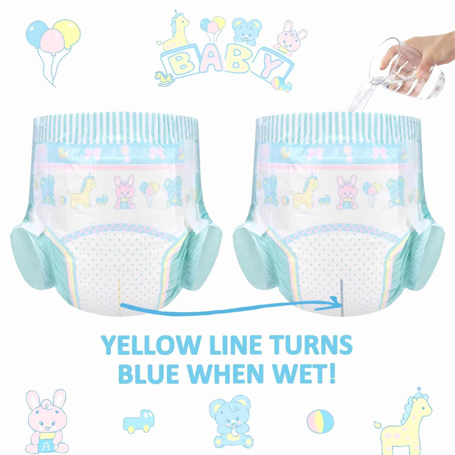 LittleForBig Regulowane zapięcie na rzepy pieluchy z nadrukiem dla dorosłych 2 sztuki - Baby Parade (duże 91-121 cm), NIEBIESKI