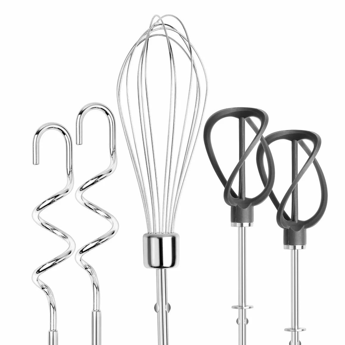 Russell Hobbs Mikser ręczny ze schowkiem na akcesoria, Swirl Quartz, 4 prędkości + turbo, 2 ubijaki spiralne wykonane z nylonu wzmocnionego włóknem szklanym, 2 haki do wyrabiania ciasta, 25892-56