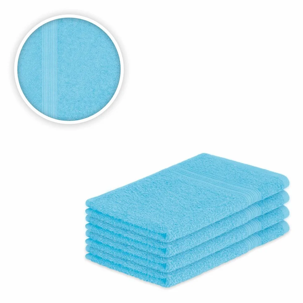 EXKLUSIV HEIMTEXTIL Seria ręczników w zestawie z kokardką marka ręczniki dla gości zestaw 4 szt. 30 x 50 cm turkusowy