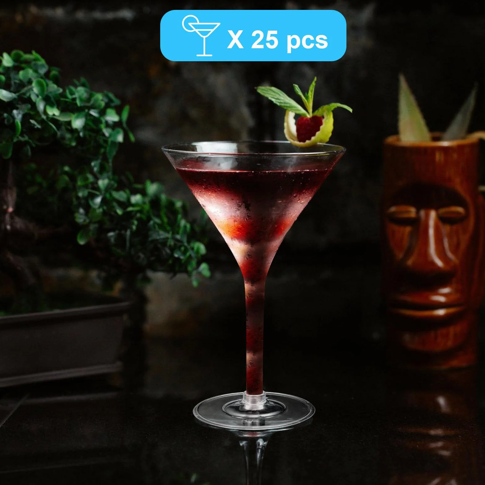 Martini plastikowe kieliszki do szampana 25 sztuk 200 ml wielokrotnego użytku przezroczyste