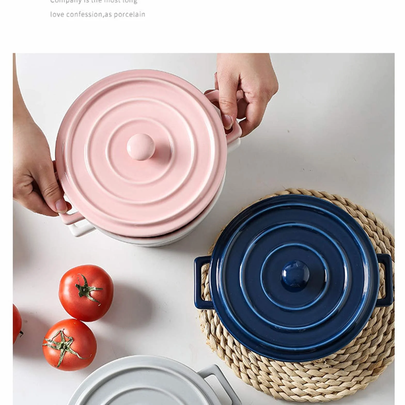 Ceramiczna miska do zupy ramen z pokrywką uchwytu, nordycki styl lunch warzywa makaron pudełko na płatki kuchnia śniadanie ryż miska sałatkowa do mikrofalówki piknik biuro szkoła, niebieska