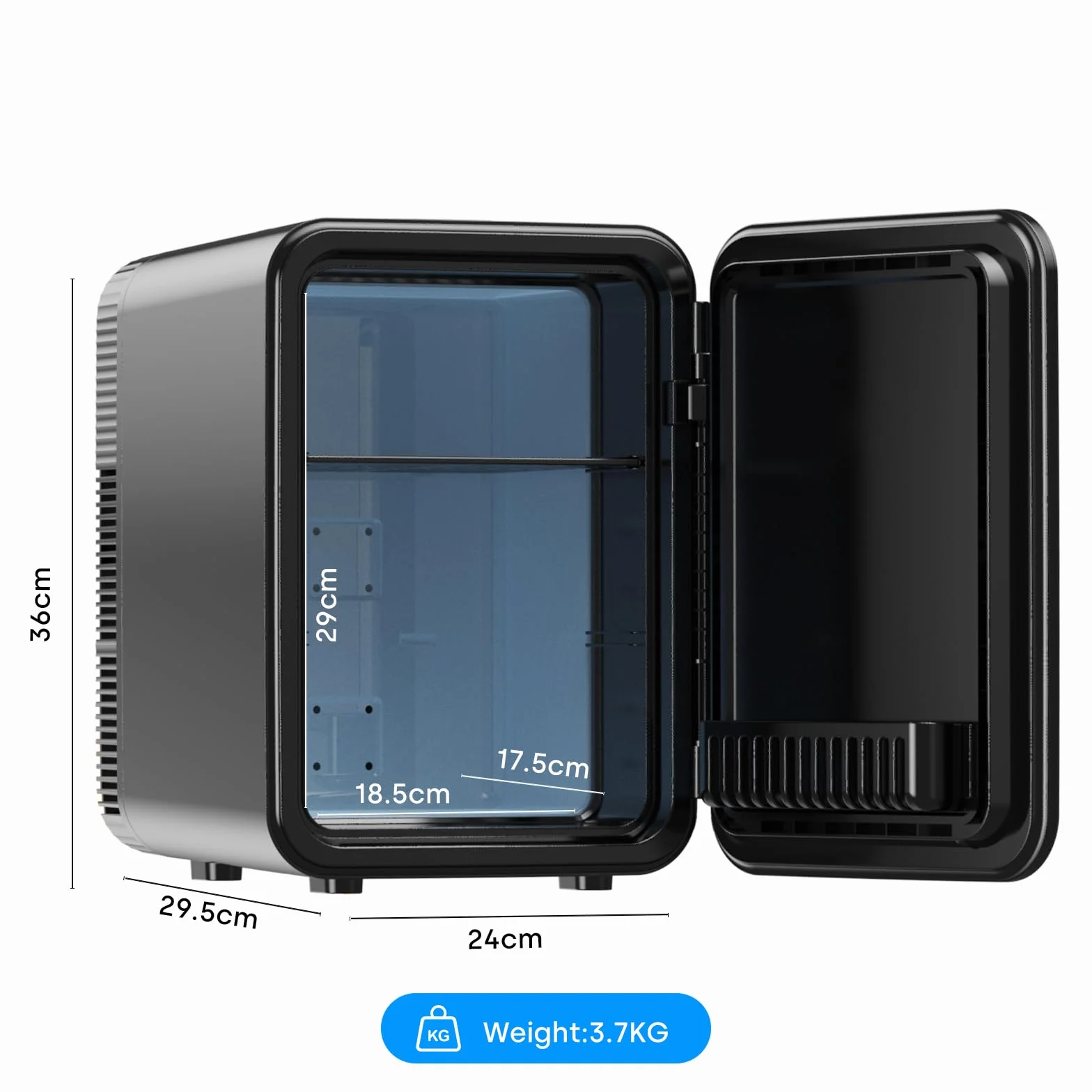 Enventor Przenośna mała lodówka 10 l (czarna), mini lodówka z funkcją chłodzenia i ciepła, 12 V/220 V, wyświetlacz LCD, mini lodówka do pokoju, samochodu i domu