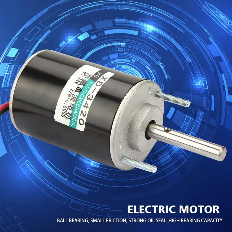 Silnik elektryczny, 30 W, 12 V/24 V DC, z magnesem stałym, CW/CCW, odwracalna wysoka prędkość, niski poziom hałasu dla majsterkowiczów XD-3420 (24 V 7500 obr./min)