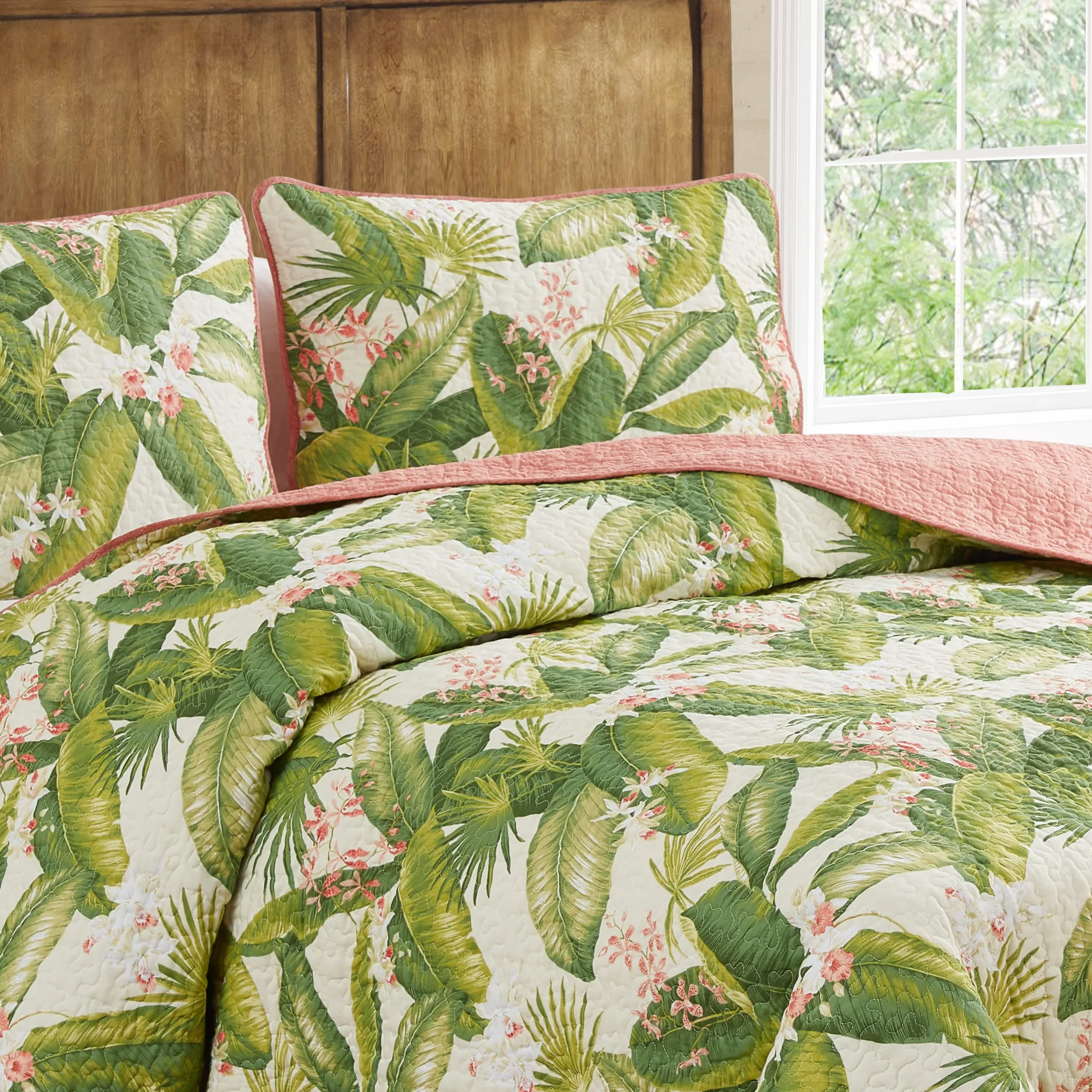 Tommy Bahama Zestaw kołdry Queen bawełna ecru dwustronna oddychająca pościel z poszewkami