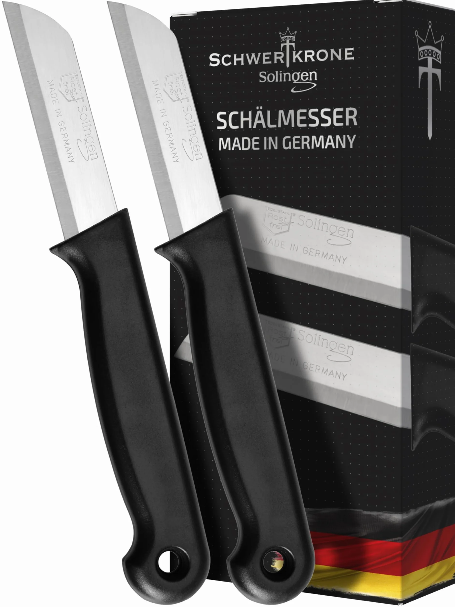 Schwertkrone® Zestaw nożyków do obierania 2-częściowy [WYROBIONEO W SOLINGEN - NIEMCY] - nóż do warzyw, nóż do owoców - mały nóż kuchenny ostry - nóż do krojenia, nóż do obierania ziemniaków