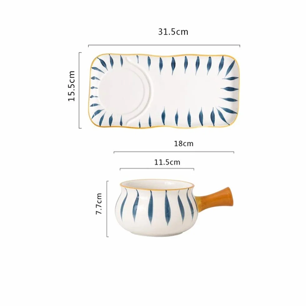Ceramiczna miska do sałatki z uchwytem, miska na płatki śniadaniowe, miska na owoce, miska na deser, zupa, makaron, kuchenka mikrofalowa, specjalna miska
