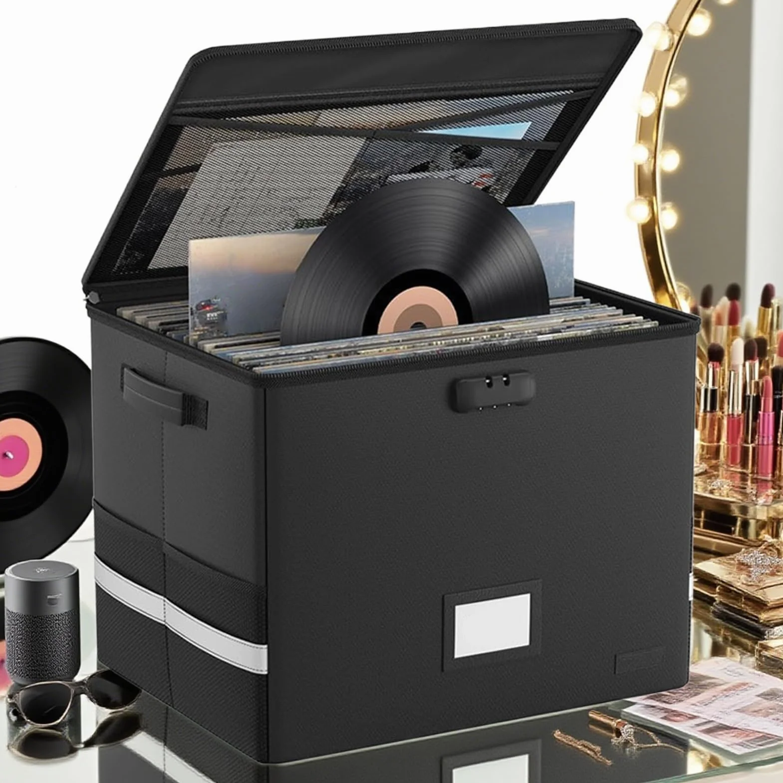 Przechowywanie Albumów Winylowych Ognioodporne i wodoodporne, duża | Ognioodporny Wodoodporny Wytrzymały Organizer Na Ponad 150 Płyt Winylowych 30 Cm Uchwyt Organizer Torba Akcesoria Gra