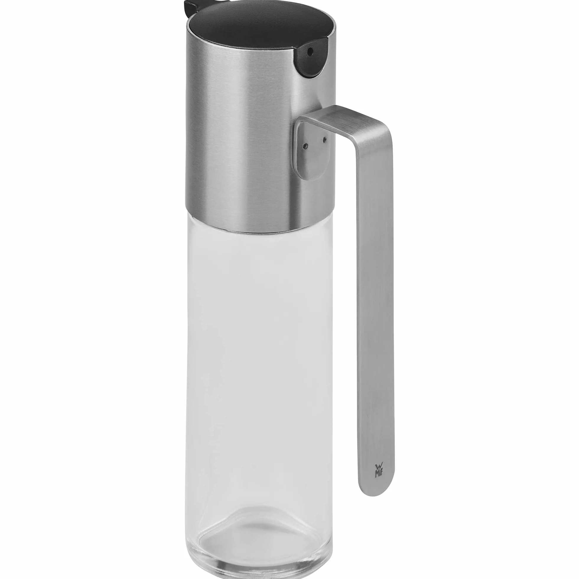 WMF Podstawowy dozownik octu i oleju 120 ml, dozownik octu i oleju z pokrywką aromatyczną, otworem zwrotnym, szklanym pojemnikiem, matowana stal nierdzewna Cromargan