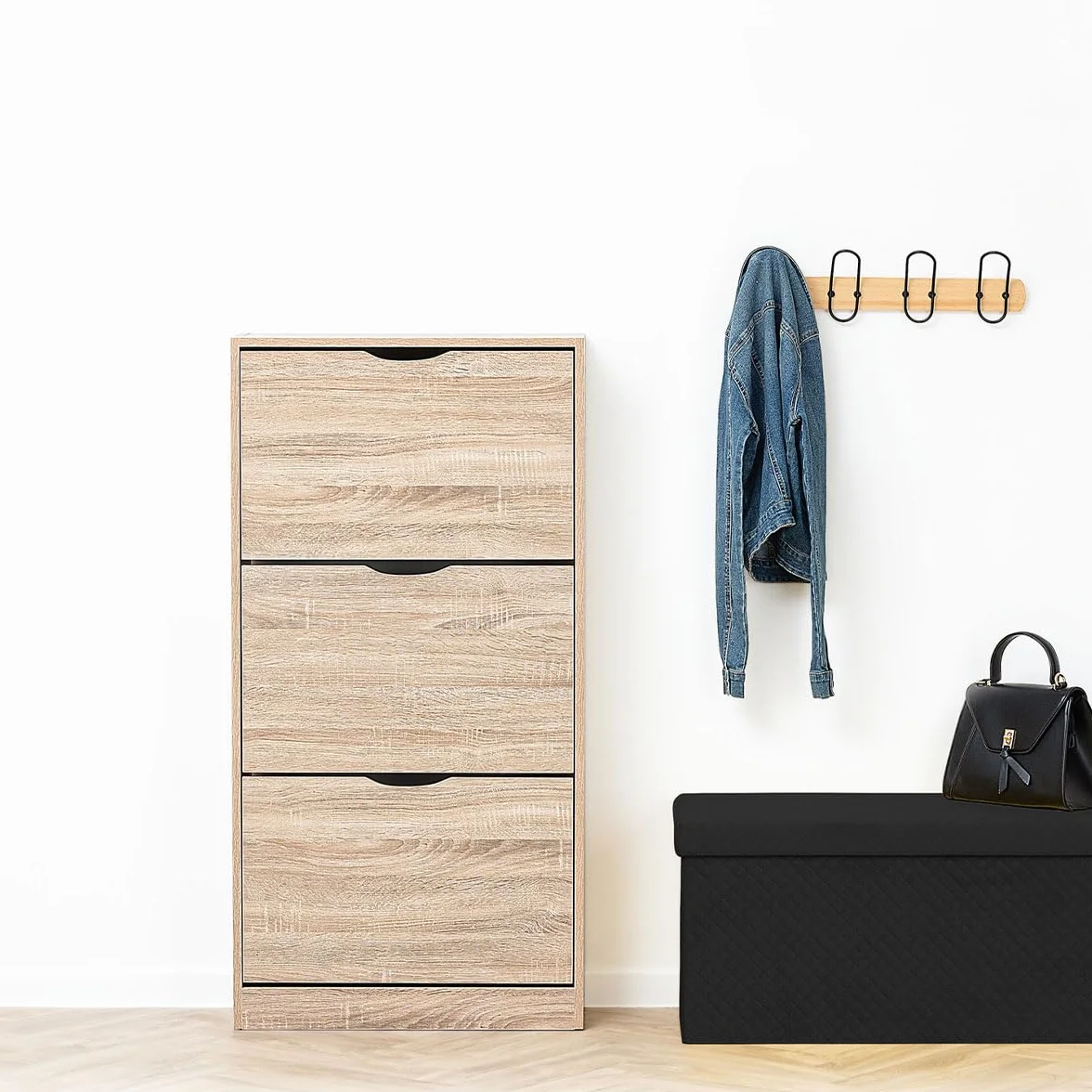 5 five simply smart Stojak na buty z 3 szufladami z efektem naturalnego dębu, drewno, cm