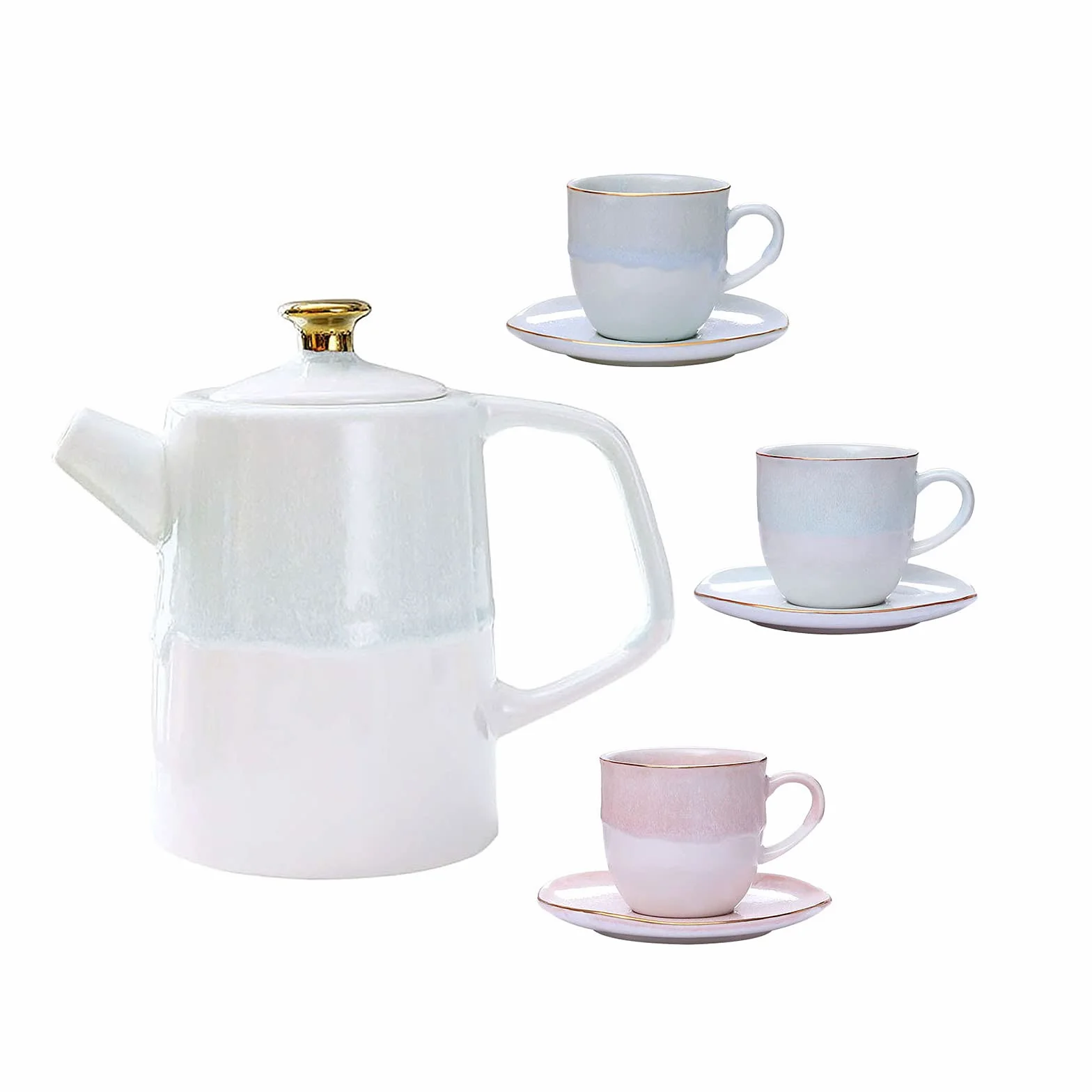 Zestawy Do Herbaty Z Czajniczkiem Dla Dorosłych, Filiżanka Do Herbaty I Spodek, Zestaw Na 3 Osoby, Porcelana, Ceramika, Kawa, Herbata, Zestaw Upominkowy Na Herbatę, Popołudniową He,M