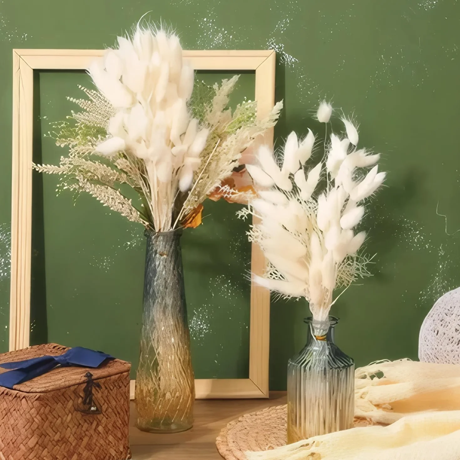 120 sztuk małej trawy pampasowej, 45 cm, suszone kwiaty, naturalny kolor, bukiet suszonych kwiatów, suszone kwiaty idealne na wesela, dekorację domu, imprezę domową, dekorację wazonu (kolor