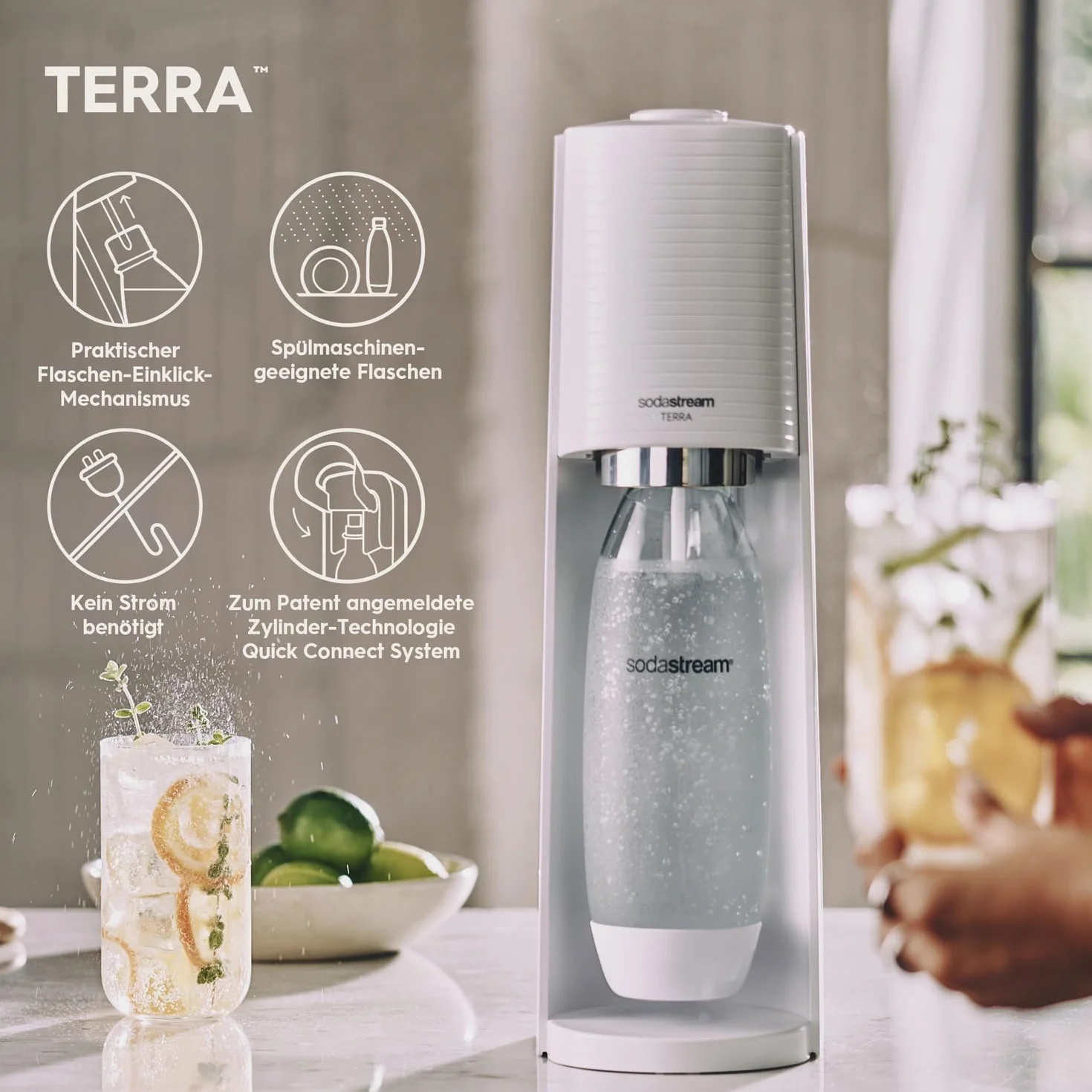 Sodastream Terra Saturator, Biały, 44 cm