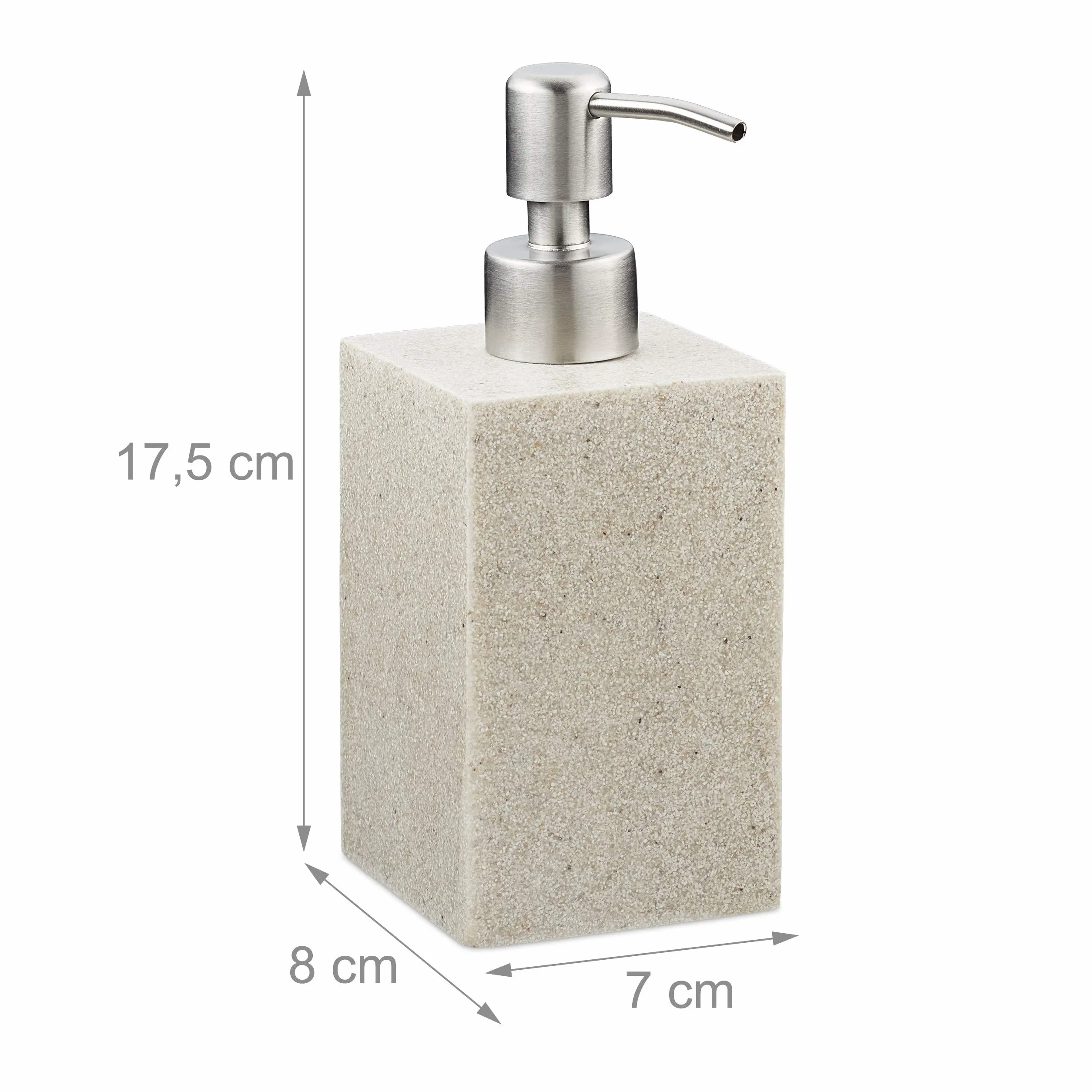 Relaxdays dozownik mydła 300 ml, do ponownego napełniania, z pompką, do kuchni i łazienki, stal nierdzewna, beżowy