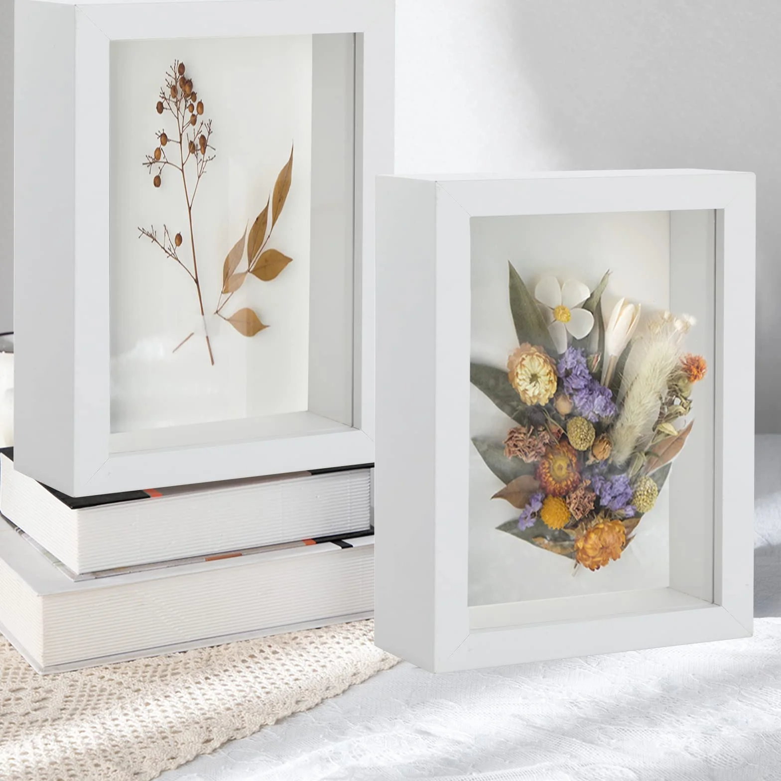 Ramka na zdjęcia 3D 15x20cm 2 sztuki głębokość 3 cm biała