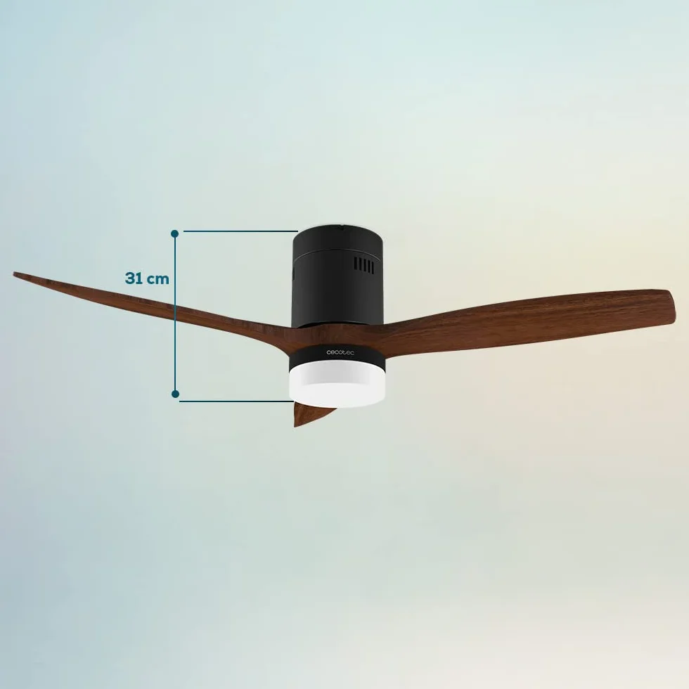 Cecotec EnergySilence Aero 5600 Black Aqua Connected wentylator sufitowy z oświetleniem i Wi-Fi, 40 W, 52", z 3 łopatkami, pilot zdalnego sterowania, ochrona IP44, tryb zimowy-summer, timer