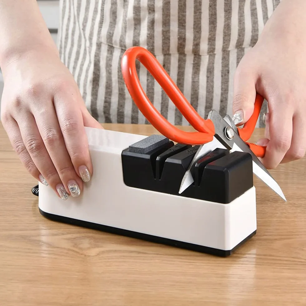 USB Elektryczna ostrzałka do noży automatyczna, regulowana, 3-stopniowa ostrzałka do noży domowych