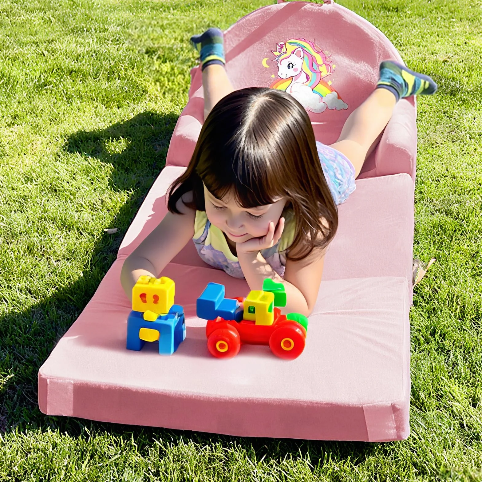 Składane krzesło dla małych dzieci, sofa dziecięca, rozkładana mini kanapa 2 w 1, 150 cm, miękki kryształowy aksamit dla małych dzieci, sofa do zabawy, do sypialni, salonu, pokoju zabaw