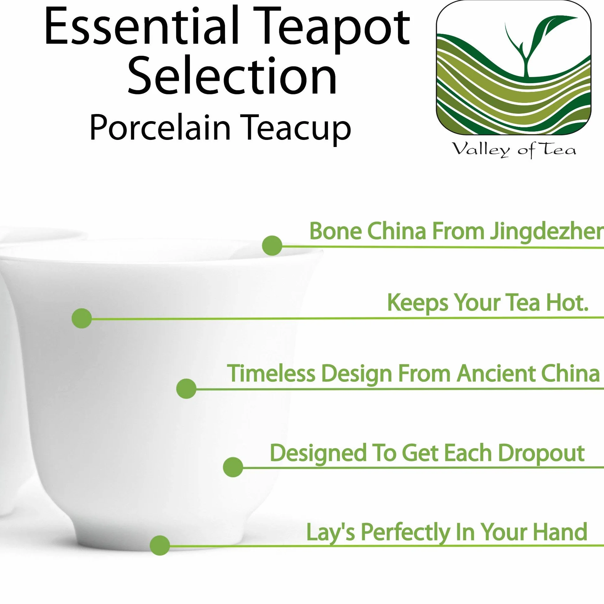 Bone Porcelain Chinese Tea Cup 50 ml - 2 Thin Porcelain Teacups Classic Bowl Shape