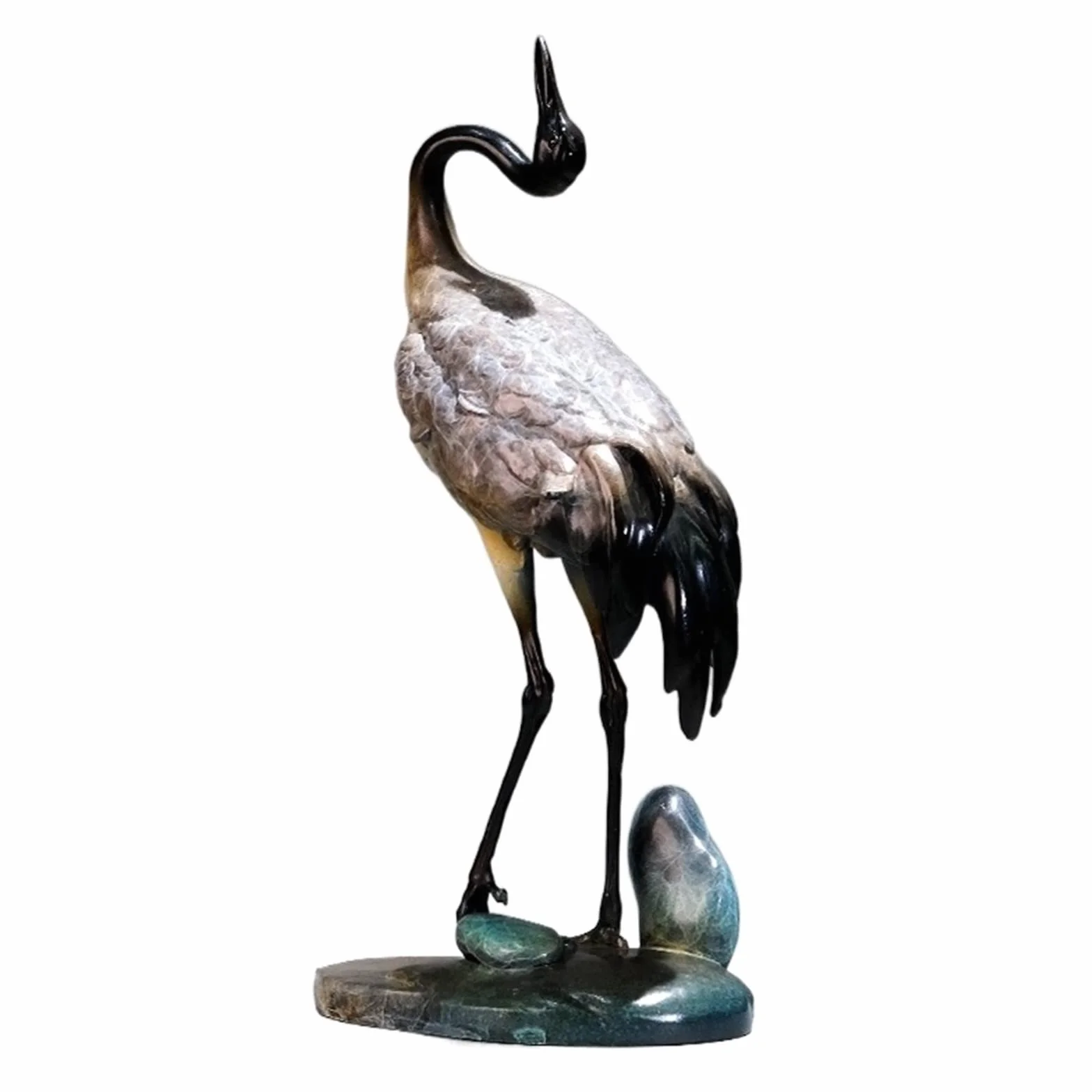 Dekoracje na biurko Mosiężny dźwig przedpokoju Ornament dekoracje domu chińskie rzemiosło Tabletop Home Art Sculpture Akcesoria do biurka domowego