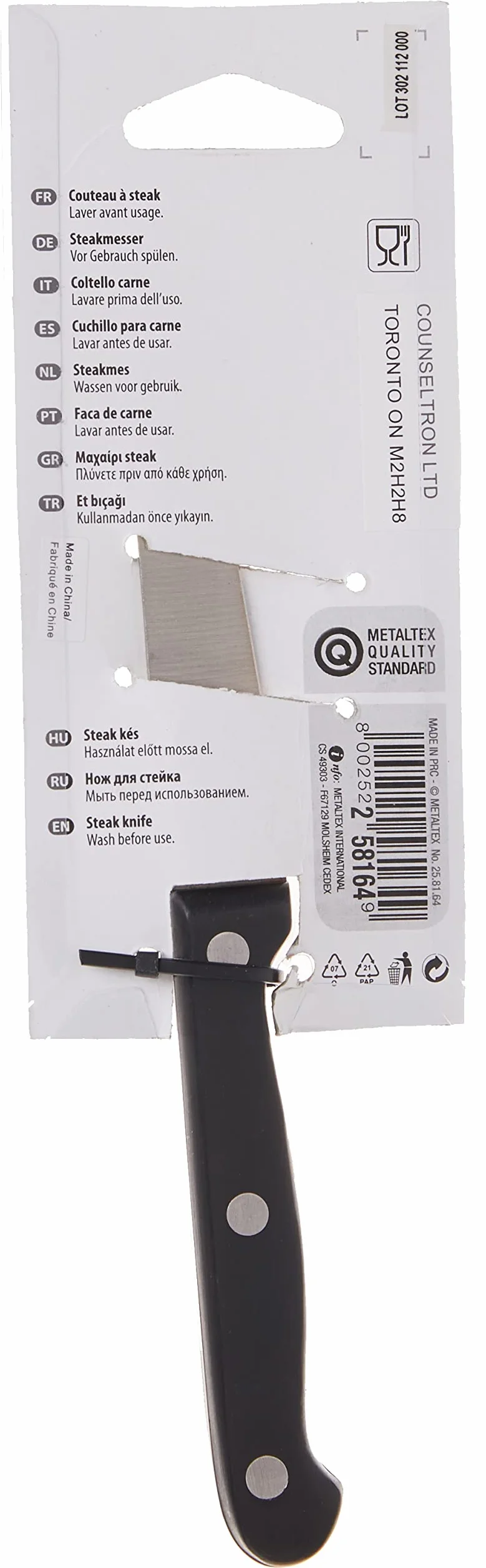 Metaltex Nóż do steków, stal nierdzewna, 20,5 cm, profesjonalny, wielokolorowy