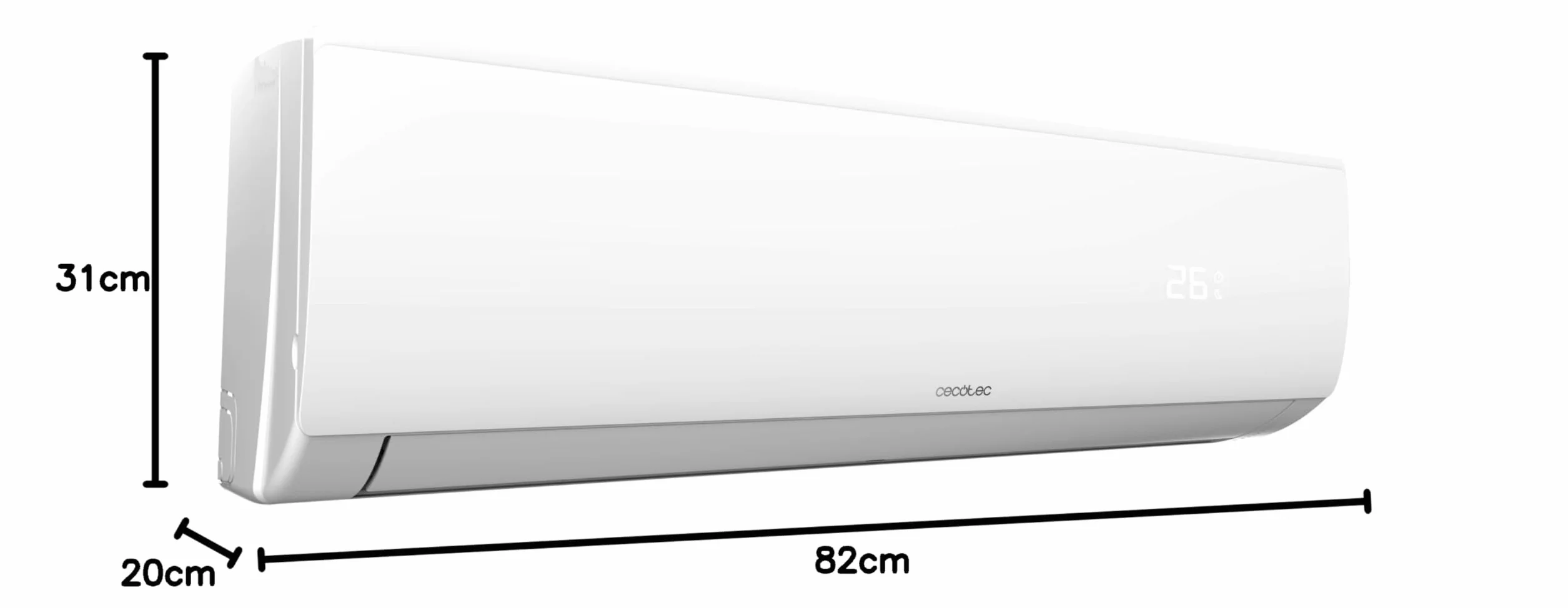 Cecotec Klimatyzacja Split AirClima 12000 Smartfresh. 12000 BTU, silnik DC, pompa ciepła, pilot, wyświetlacz LED, system inwerterowy, 5 trybów, 8 prędkości, zasięg 22 m2