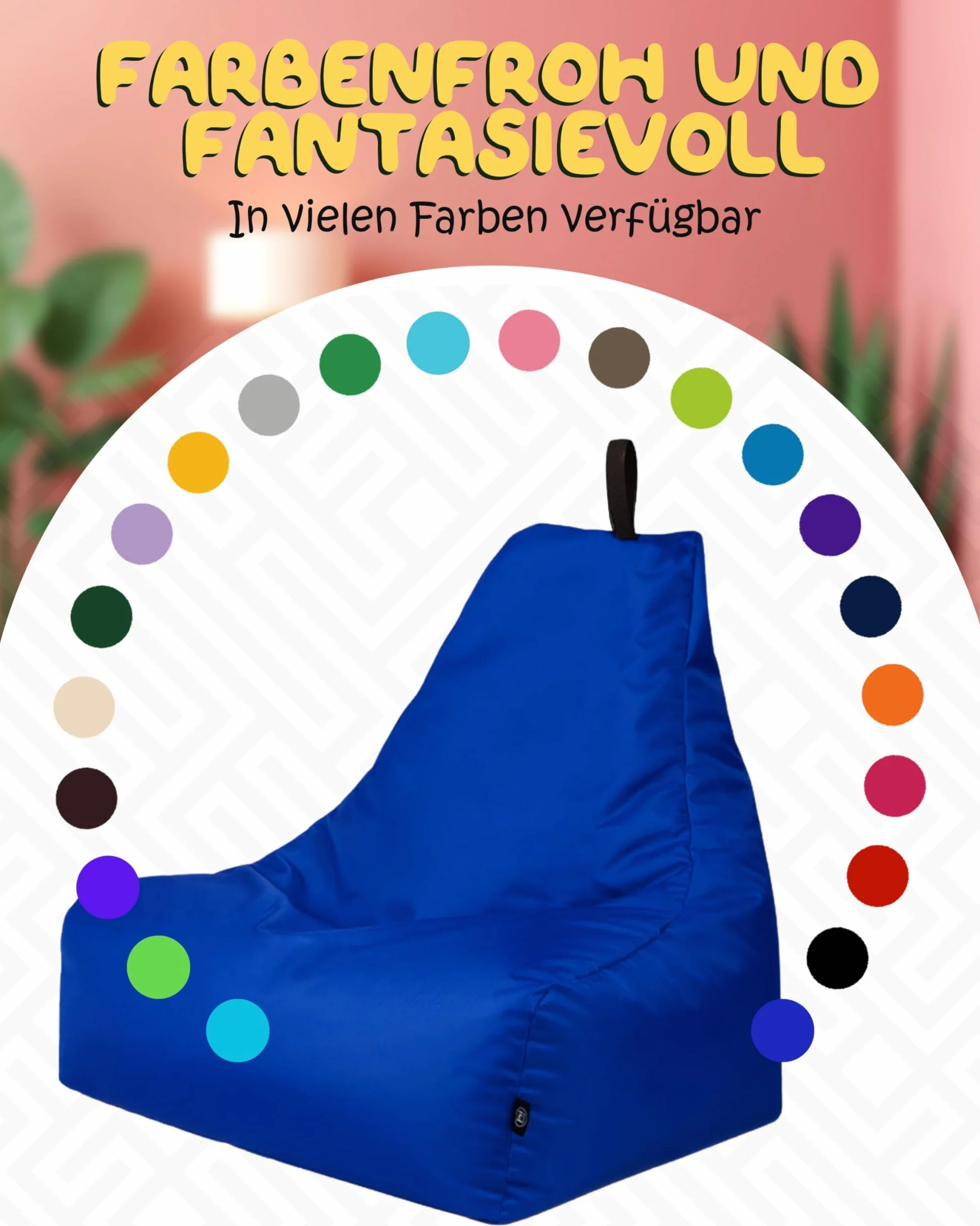 PATCH HOME Patchhome Lounge fotel XL dla graczy, worek do siedzenia i relaksu, nadaje się do użytku wewnątrz i na zewnątrz, fabrycznie wypełniony, rozmiar XL, kolor niebieski, w 2 rozmiarach i 25