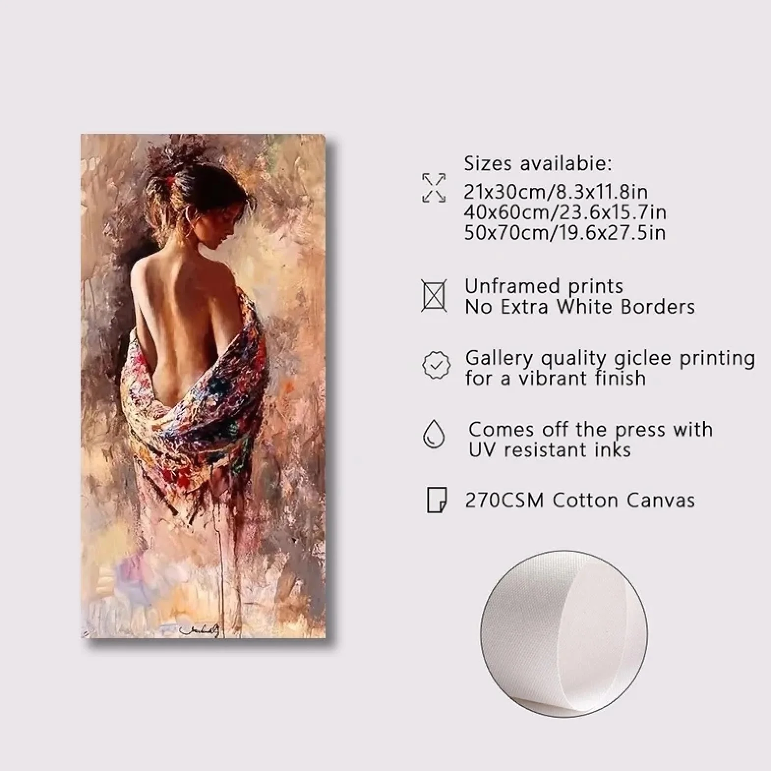 ZHAOLIN Sztuka nowoczesna obraz na płótnie piękna kobieta nadruk plakat na płótnie sztuka ścienna obraz ścienny do sypialni łazienki dekoracja 40 x 80 cm bez ramy