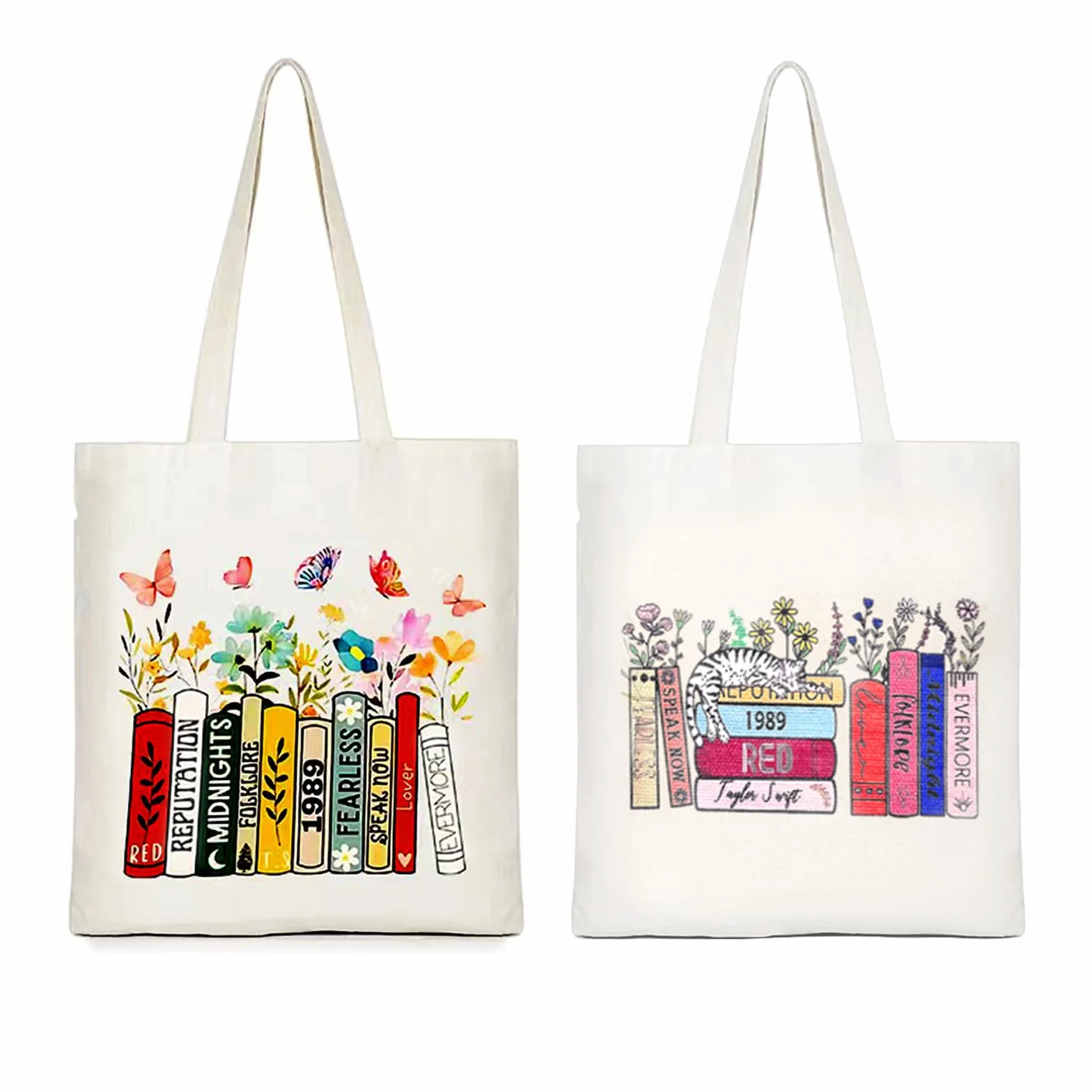 2 sztuki The Tote Bag, torba jutowa z nadrukiem, torba na zakupy w 2 rozmiarach, nadrukowany worek materiałowy w 2 rodzajach, składana torba na zakupy dla kobiet, torba bawełniana, torba