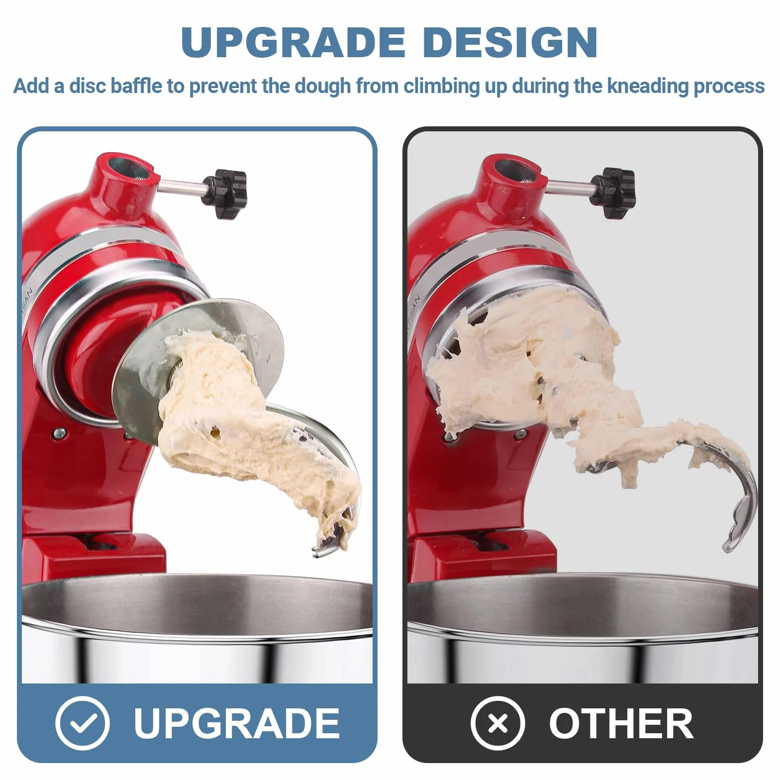 COFUN Hak do ciasta ze stali nierdzewnej do KitchenAid, Bicz z nachyloną głowicą 2-2,5 litra dla haka do ciasta KitchenAid, Zmywalny w zmywarce