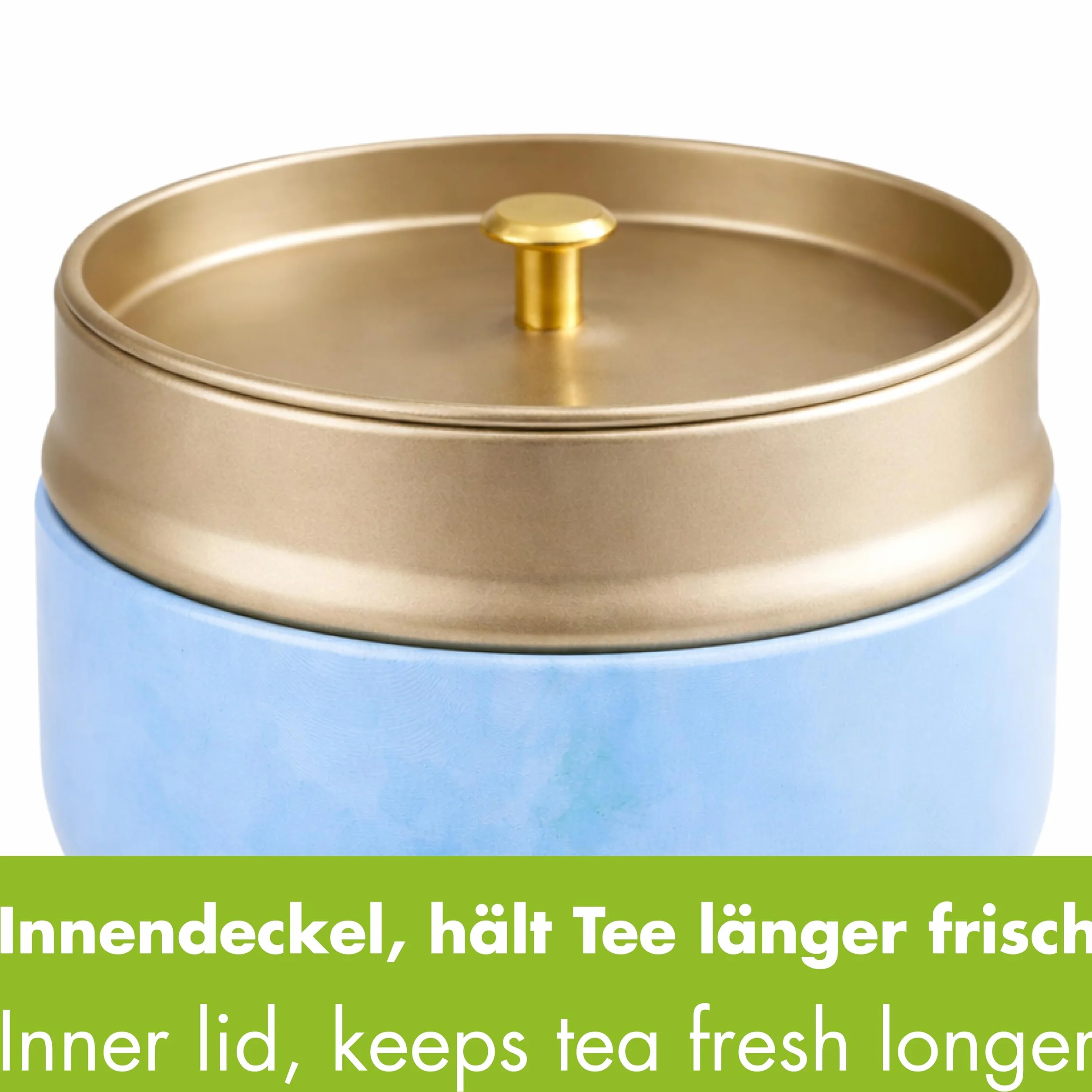 Goodwei Japońska puszka na herbatę Matcha Chazutsu z metalu, 250 ml, na 100 g matcha, niebieska