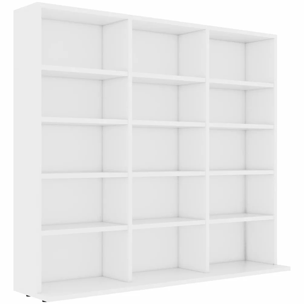 Fengshui Regał na płyty CD biały 100 x 23 x 89,5 cm materiał drewnopochodny | 15 otwartych przegródek, na płyty gramofonowe i akcesoria, może służyć jako szafka na dokumenty, wytrzymała i trwała