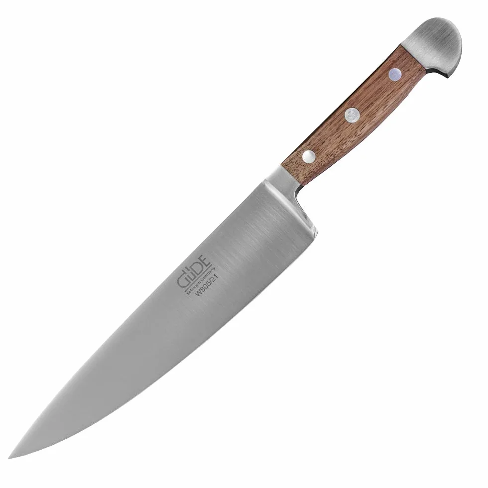 GÜDE Solingen – nóż szefa kuchni, 21 cm, drewno orzecha włoskiego, orzech włoski, orzech włoski, nóż kuchenny, podwójna końcówka, ręcznie wykonany w Niemczech