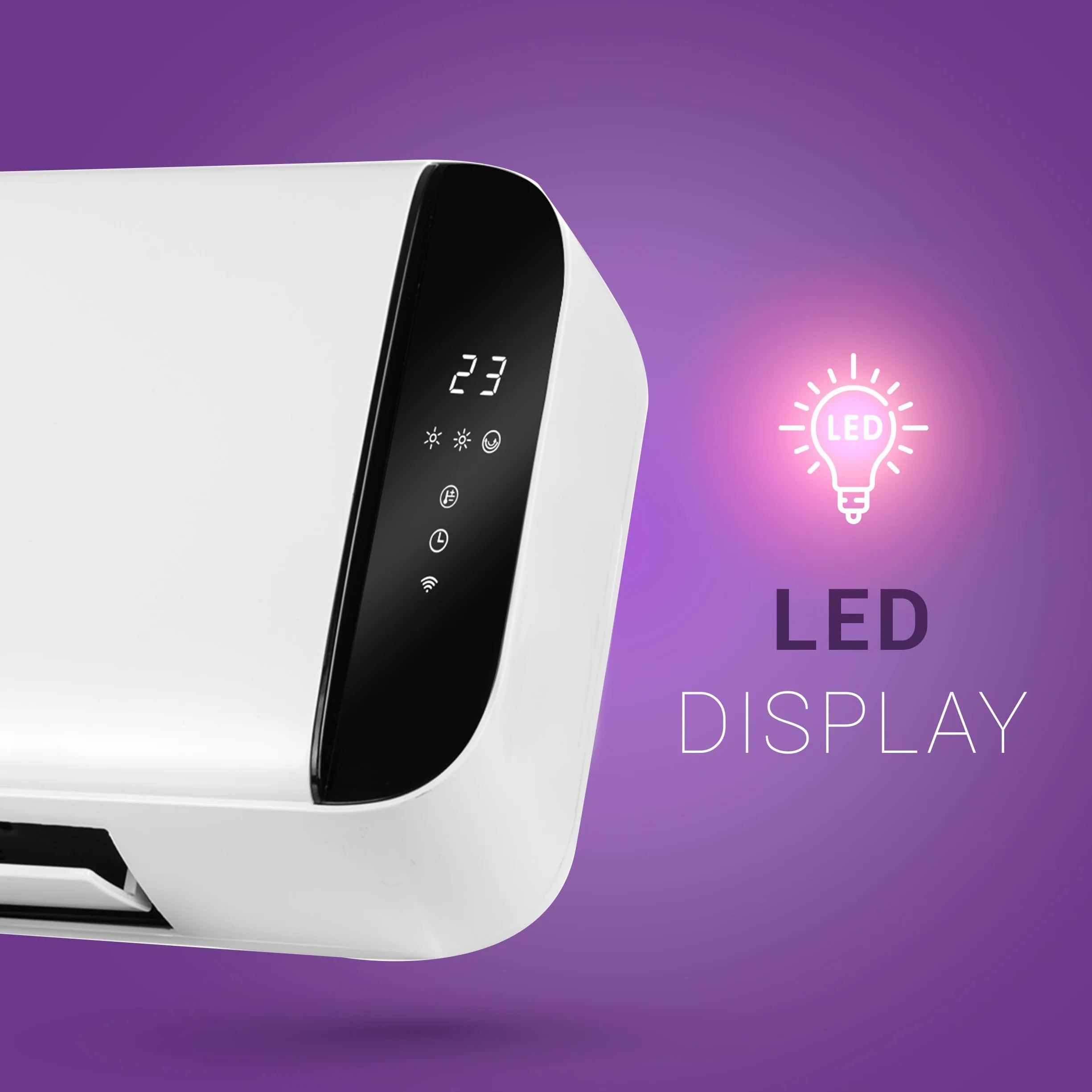 Lehmann LHOHH-2013A kurtyna powietrzna z 2 poziomami mocy 1000/2000 W, grzejnik ścienny z Wi-Fi, pilotem zdalnego sterowania, wyświetlaczem LED, termowentylator z timerem i oscylacją