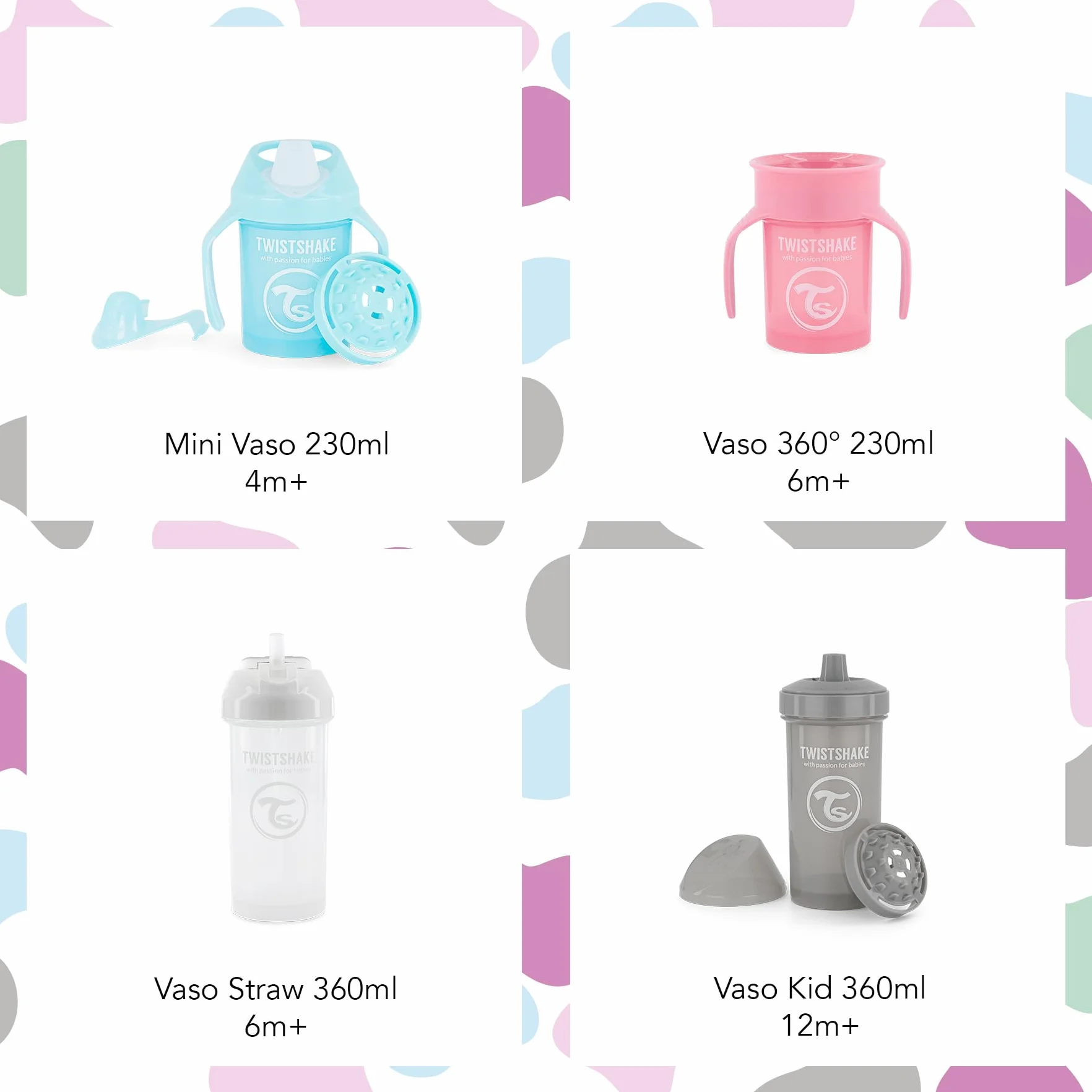 Twistshake Straw Cup Butelka do Nauki Picia z Miękką Słomką 360 ml, Kubek z Giętką Słomką dla Dzieci, Zabezpieczona Przed Wyciekiem, Nie Zawiera BPA, 12+ Miesięcy, Pastelowy Różowy
