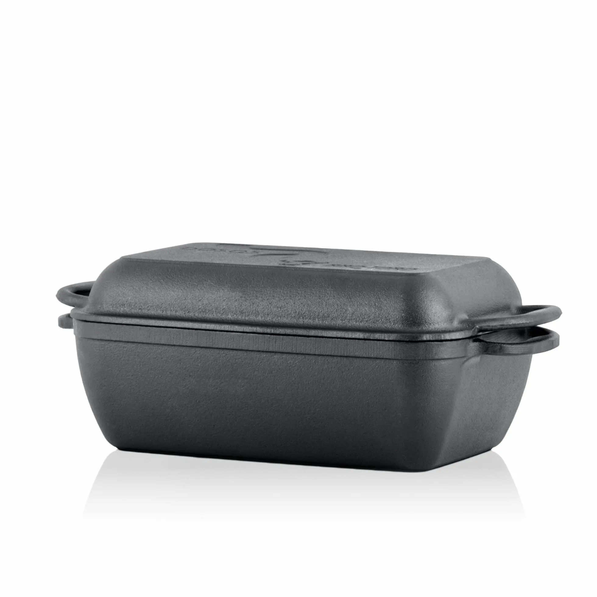 BBQ-Toro Żeliwna brytfanna z pokrywką 4,5 l | 2 w 1 – patelnia żeliwna + garnek do duszenia | forma do pieczenia chleba z pokrywką | żeliwna forma do pieczenia, duża, prostokątna, patelnia do grilla,