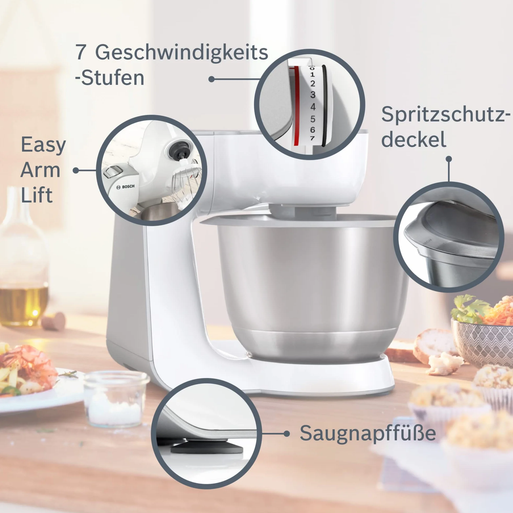 Bosch Robot kuchenny Serie 4 MUM58W20, 1000 W, misa stalowa 3,9 l, wielofunkcyjny zestaw akcesoriów