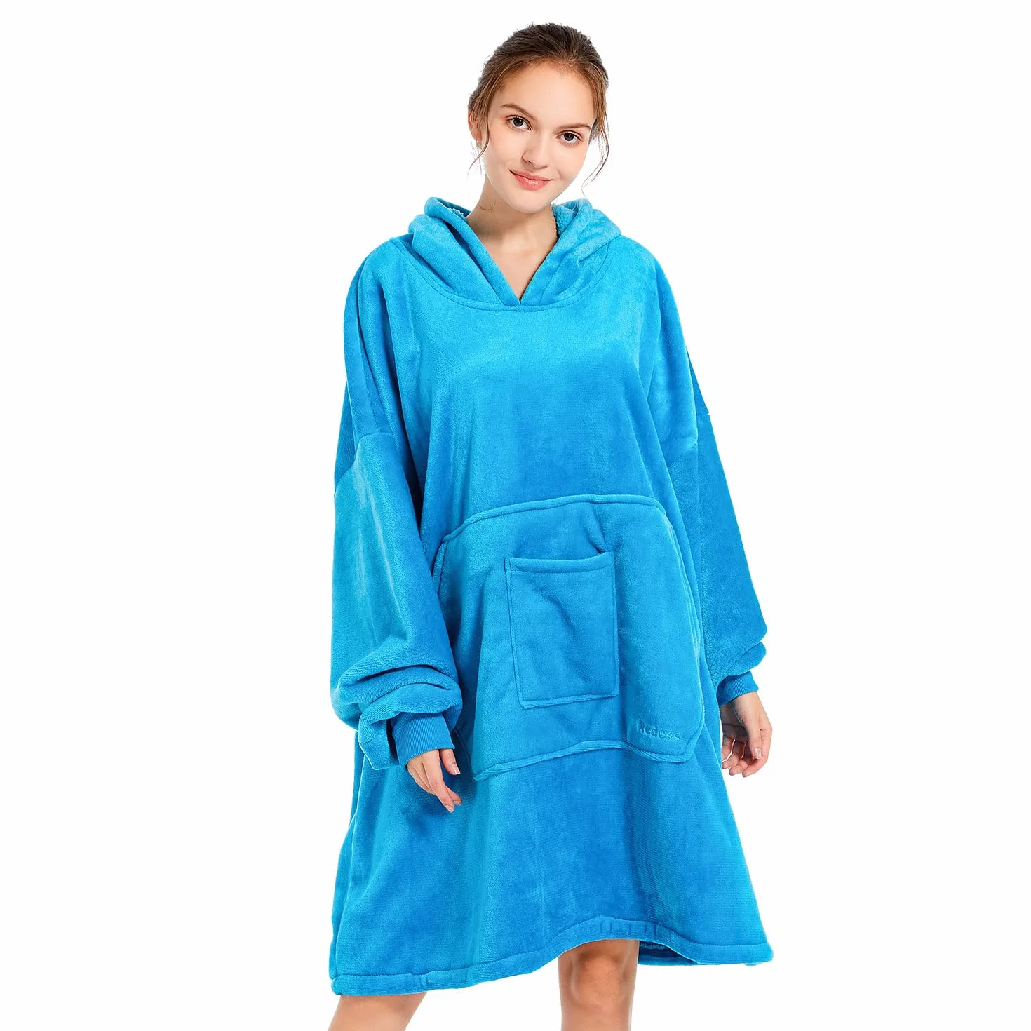 REDESS Blanket Hoodie Sweatshirt, Wearable Blanket Oversized Sherpa with sleeves and giant pocket, cozy hoodie for adults kids