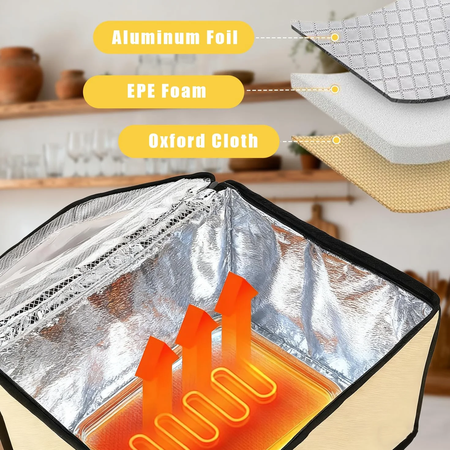Pojemnik do fermentacji chleba z ogrzewaniem, składana elektryczna szafka do fermentacji chleba z wbudowanym czujnikiem temperatury NTC 50~113℉, cyfrowy wyświetlacz, timer od 0 do 12 godzin, do