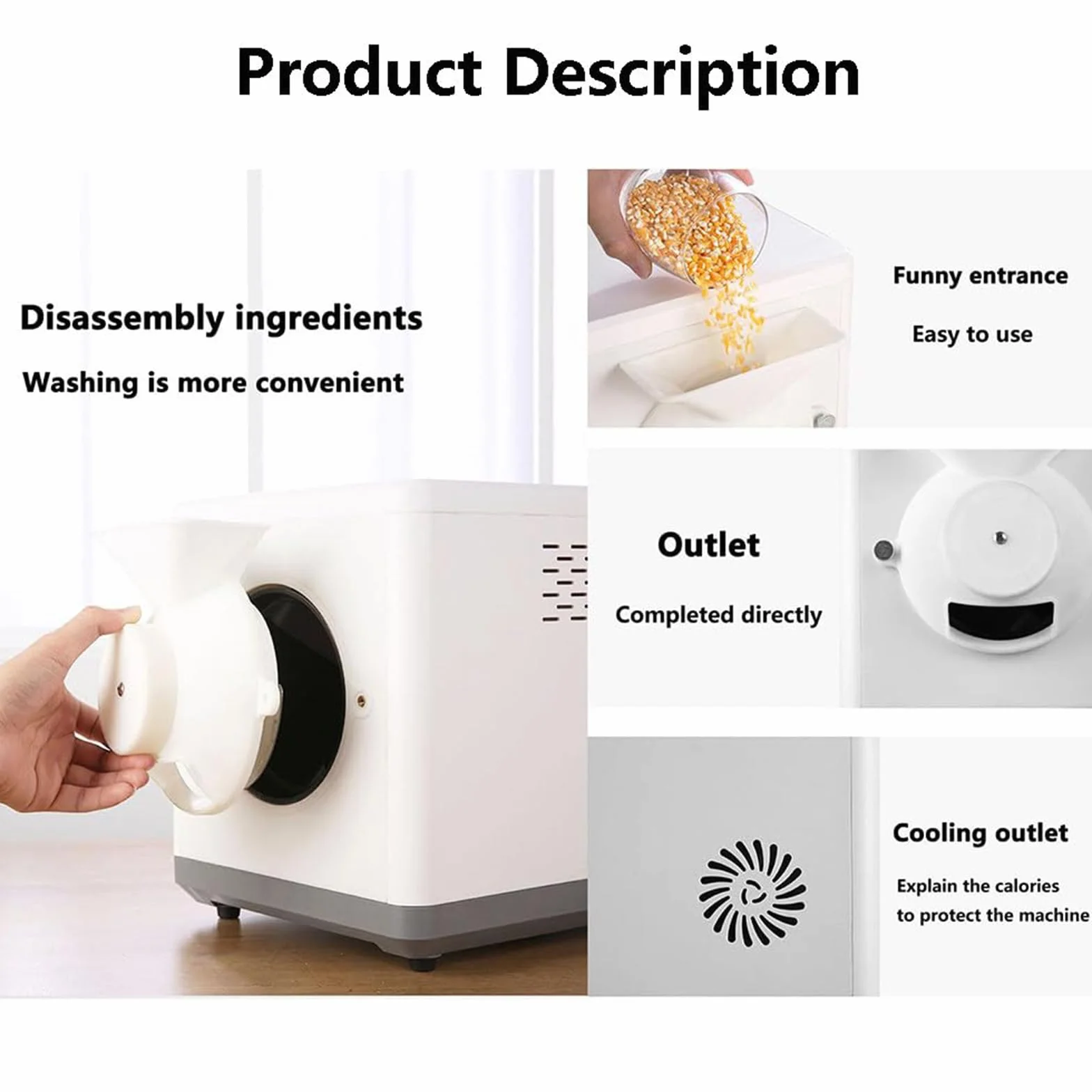 Elektryczny palacz kawy 1500 g, inteligentny palacz kawy ziarnistej o mocy 1600 W, timer 0-90 minut i kontrola temperatury 100-250°C (White)