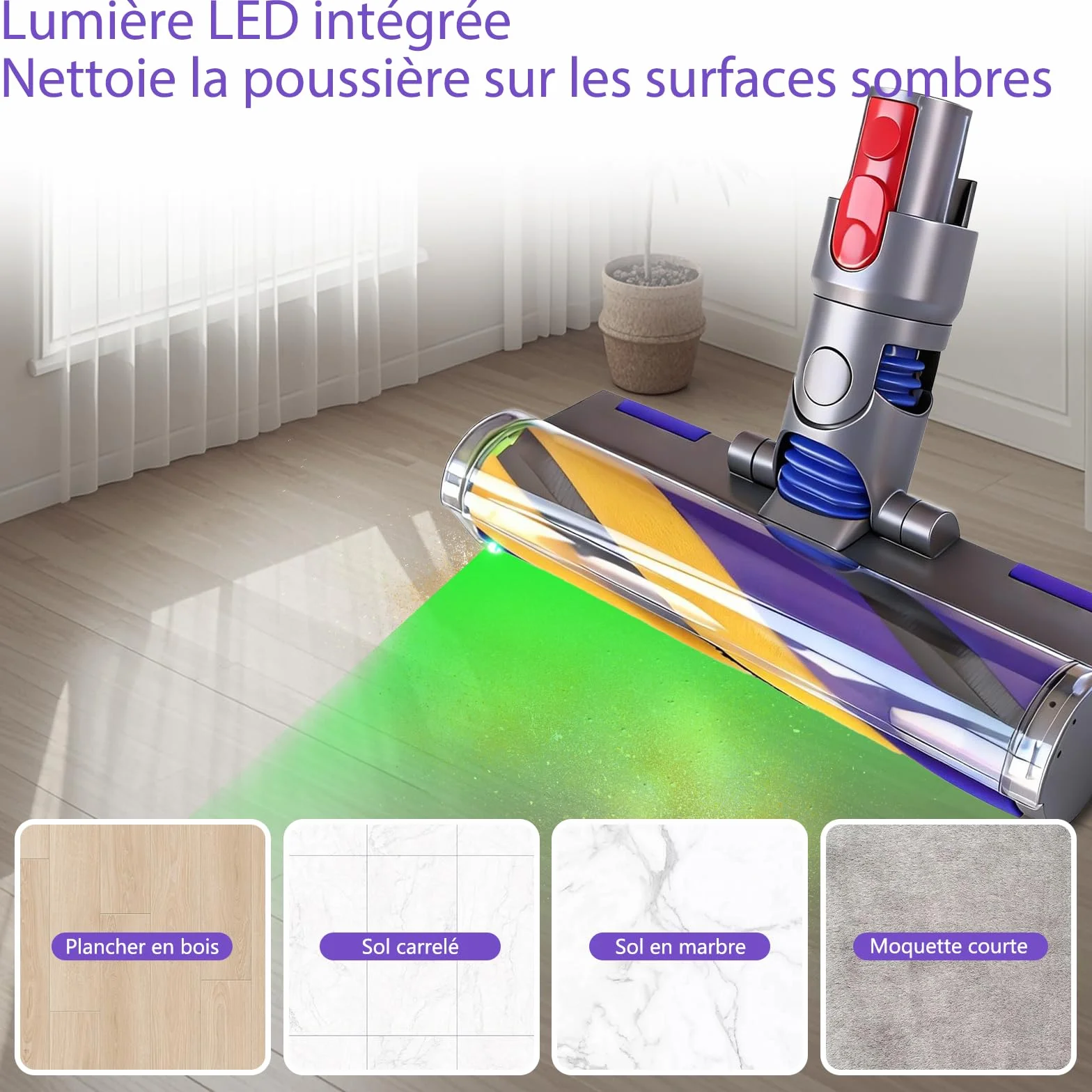 for Dyson V15 V11 V10 V8 V7 głowica zapasowa do szczotki LED zapobiegająca plątaniu | Dyson V15 V11 V10 V8 V7 V15 V15 wymienne główki szczoteczki podłogowej LED