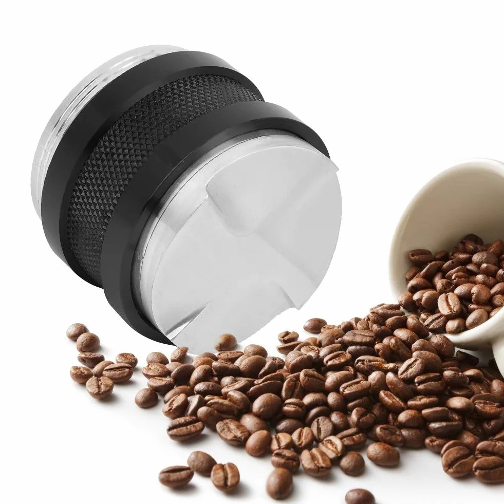 Aluminiowy ubijak do kawy, 58 mm, podwójna głowica, regulowany stamacz espresso, inteligentne narzędzie do wyciskania ziaren kawy z dystrybutorem proszku, profesjonalne akcesoria baristy do domu