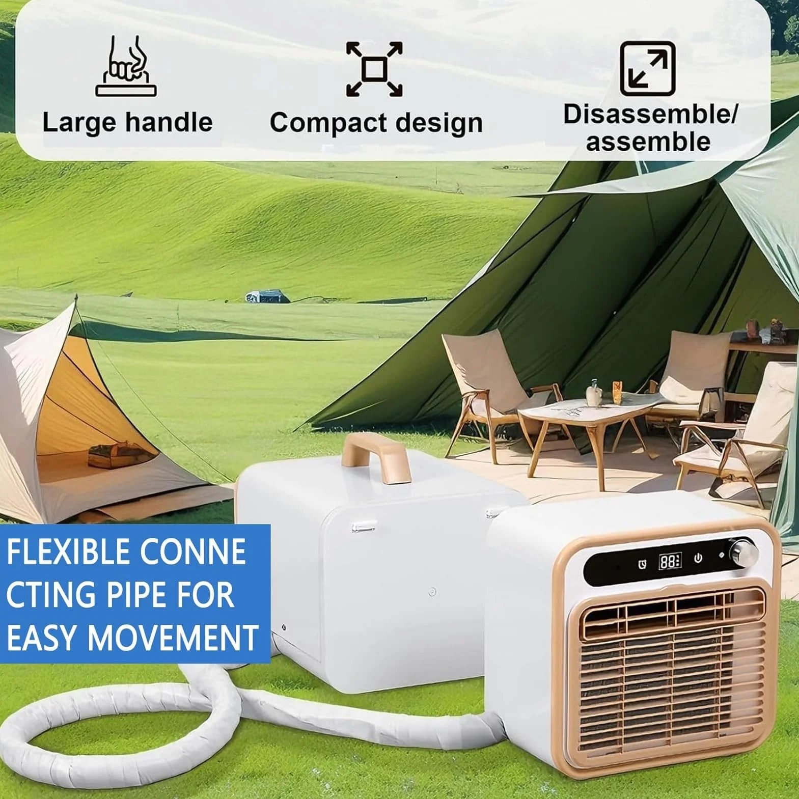 Split AC 5000 BTU, przenośny płyn chłodzący Wi-Fi z pilotem.Brak instalacji wiertarki dla samochodów kempingowych, sypialni.Cicha Operacja 40dB.Łatwy w przeprowadzce projekt przyjazny dla najemców.