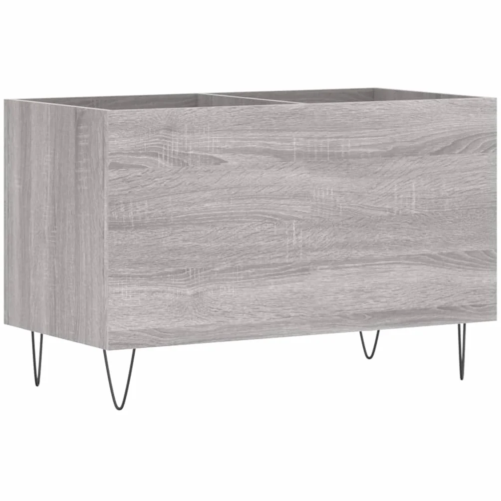 Sonoma szafka panelowa, szara, 74,5 x 38 x 48 cm, materiał drewnopochodny z żelaznymi nogami, do winylu, płyt winylowych, płyt winylowych, schowków, salonu, rozrywki, zarządzania kablami