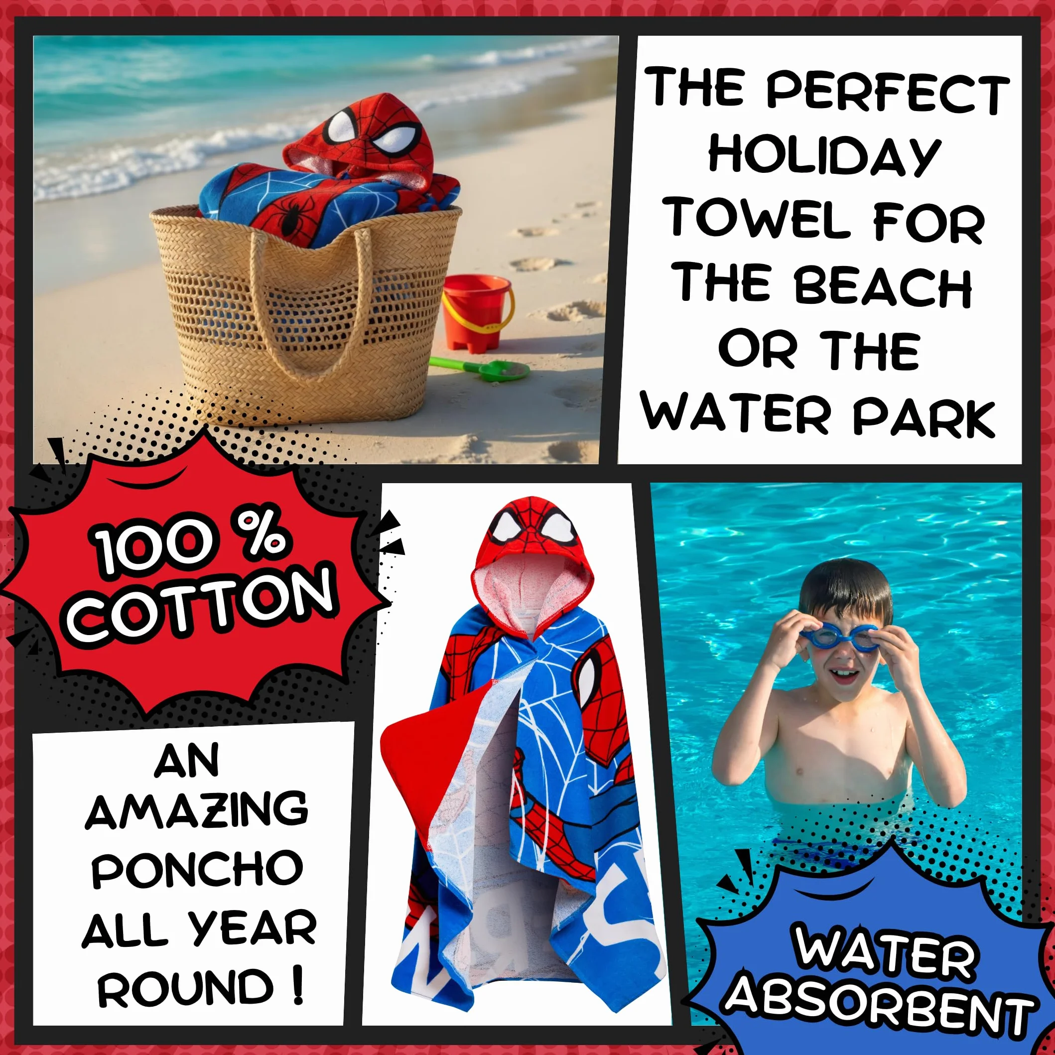 Spider-Man Ręcznik z kapturem 100% bawełna odzież Avengers ponczo dla dzieci ręcznik plażowy do pływania owinąć chłopcy sukienka do przewijania