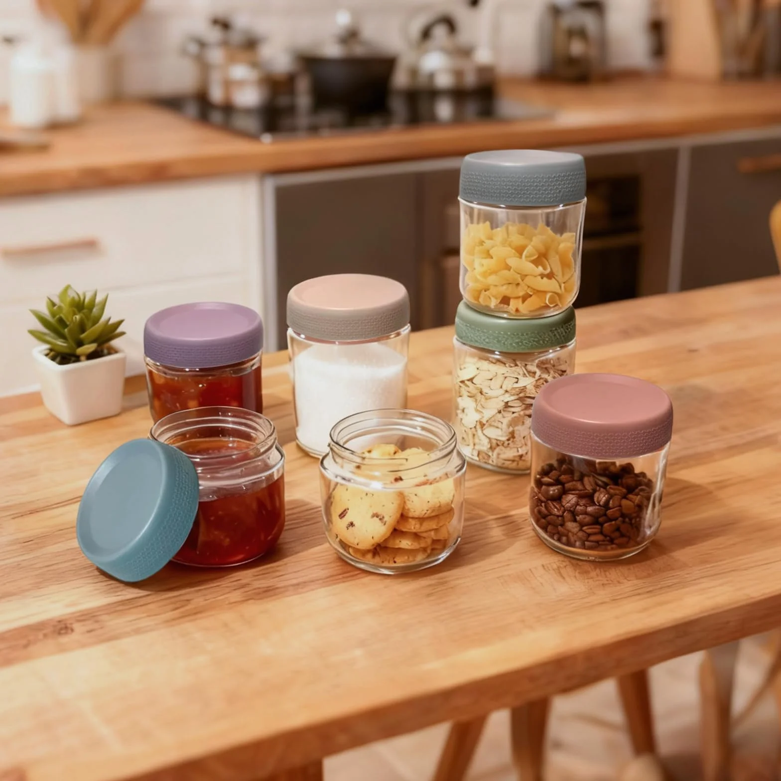 Zestaw 6 słoików szklanych 300-500ml z zakrętką do Overnight Oats i sałatek